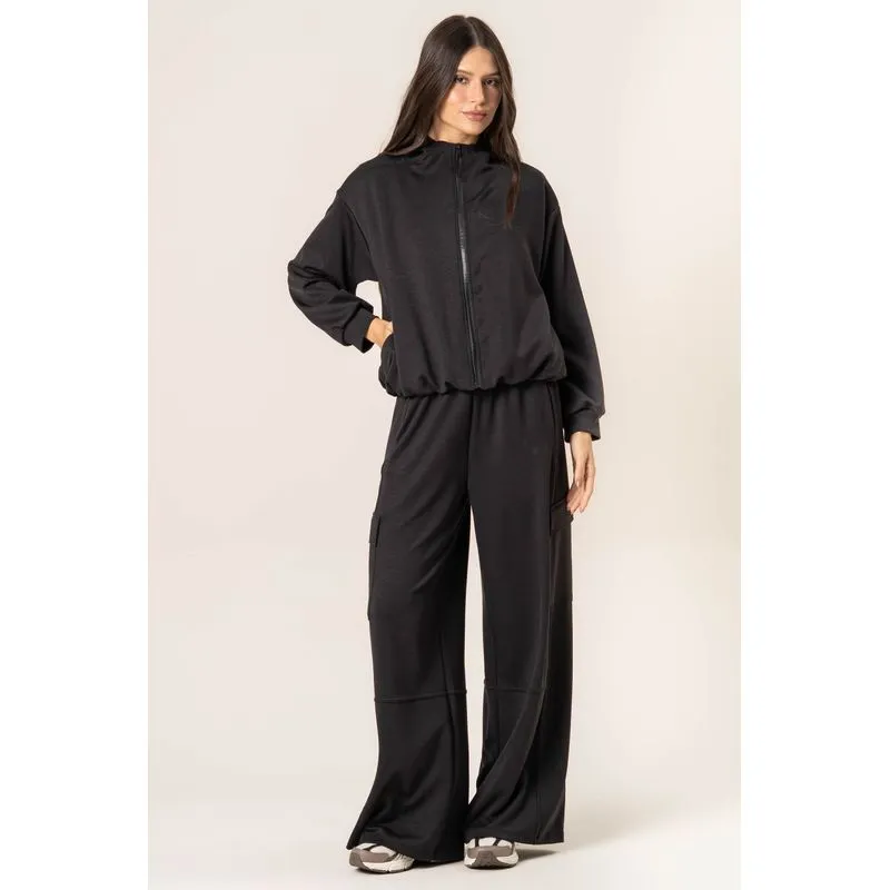 Calça Feminina Cargo Modal Duo Boxy Preto/G