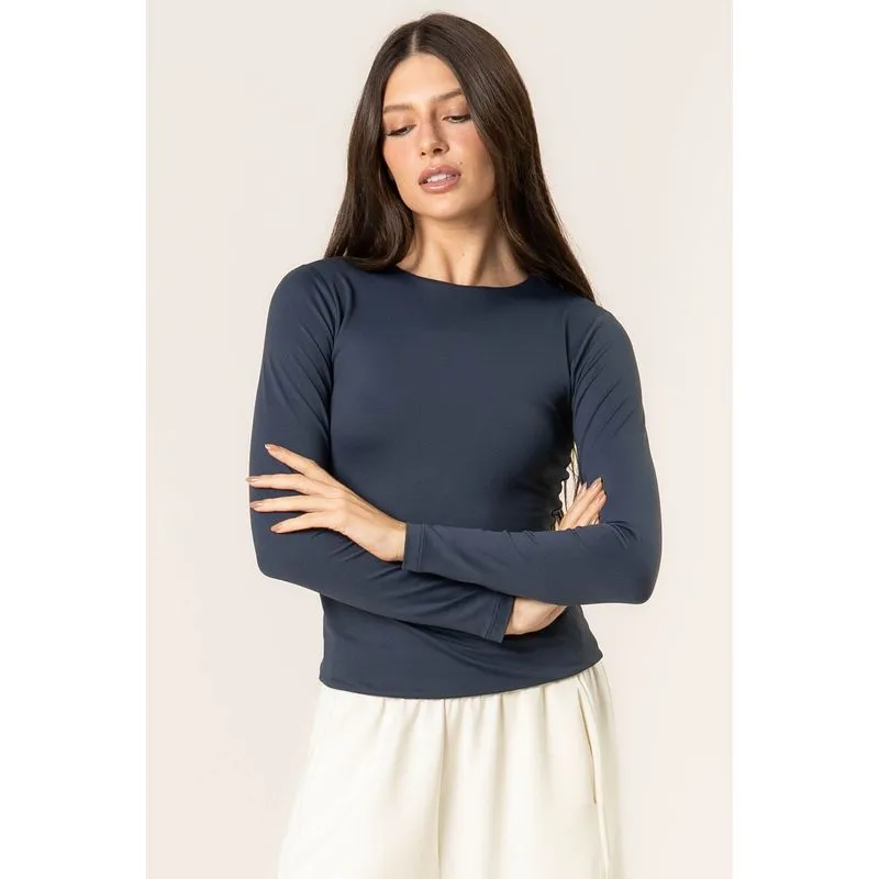 Blusa Manga Longa Contour Azul Marinho/GG