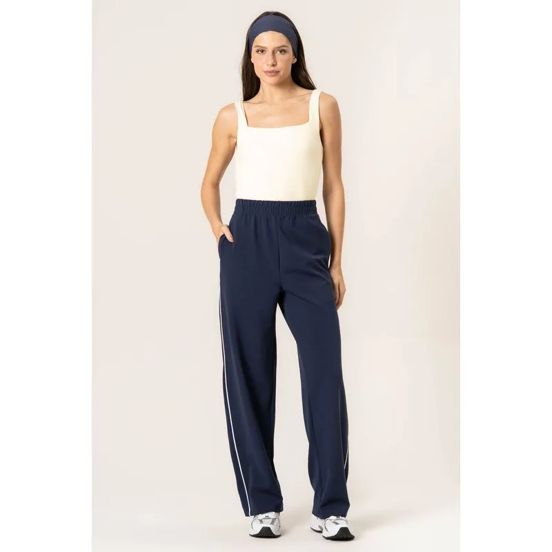 Calça Reta Com Bolsos Tess Vivame Azul Marinho/G
