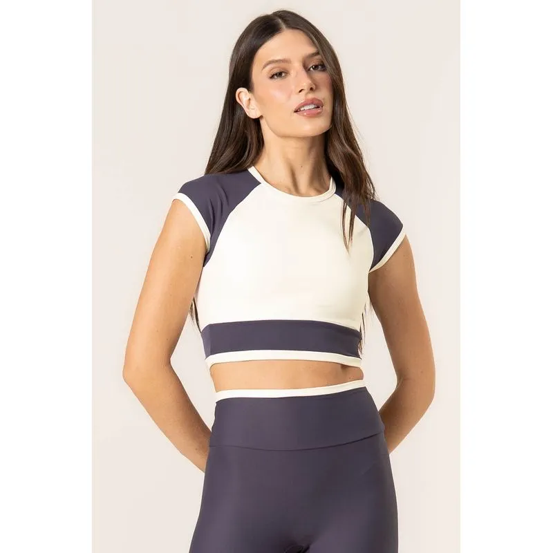 Top Mini Manga Endure Azul Marinho/M