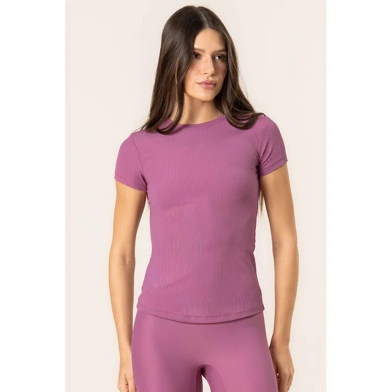 Camiseta Canelada Fit Dark Rose Rosa-2/M