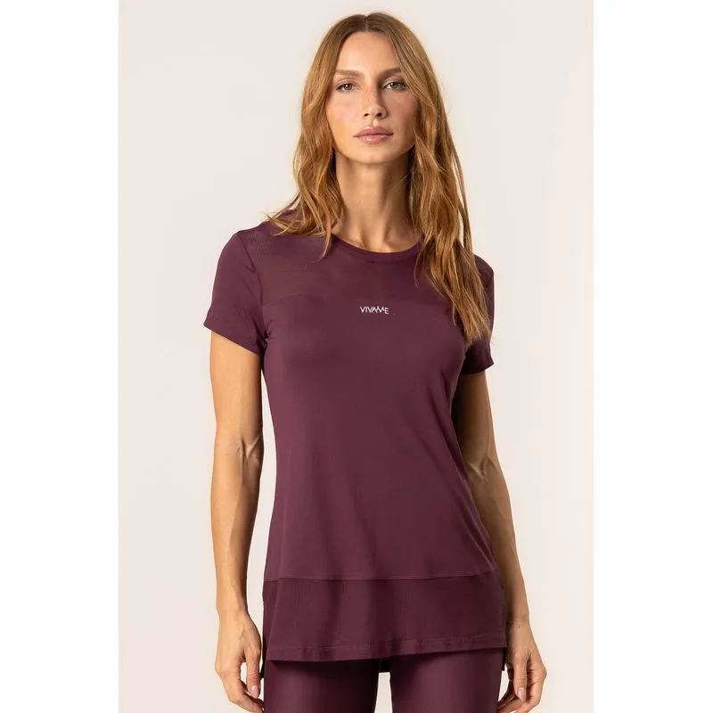 Camiseta Com Tela Dark Cherry Vivame Vermelho/XG
