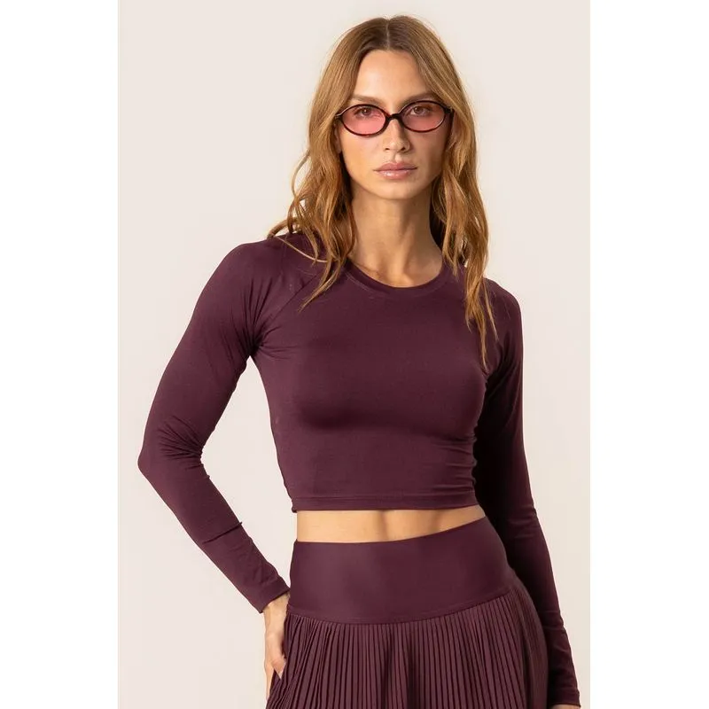 Blusa Crop Costas Cruzadas Dark Cherry Vermelho/M