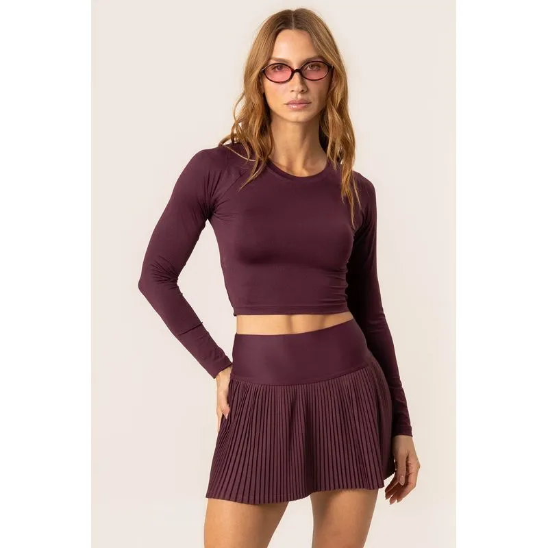 Short Saia Plissado Dark Cherry Vivame Vermelho/P