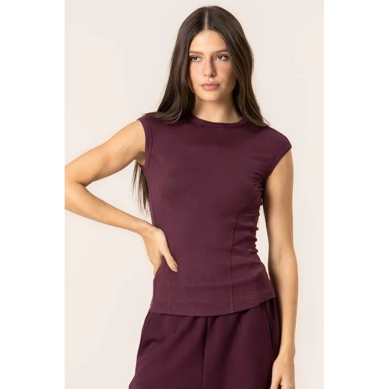 Blusa Canelada Modal Mini Manga Iconic Vermelho/P
