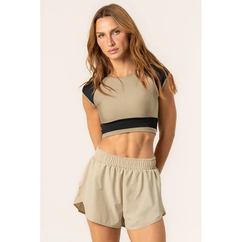 Shorts Duplo Run Urban Vivame Bege/M