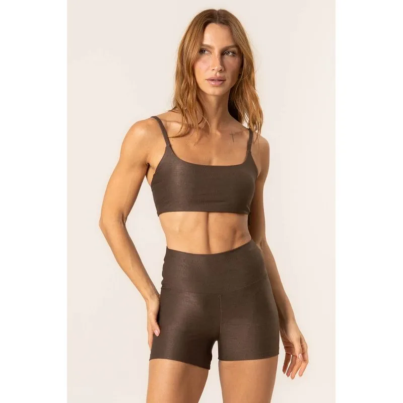 Shorts Curto Essential Shape Move Glow Vivame Marrom/M