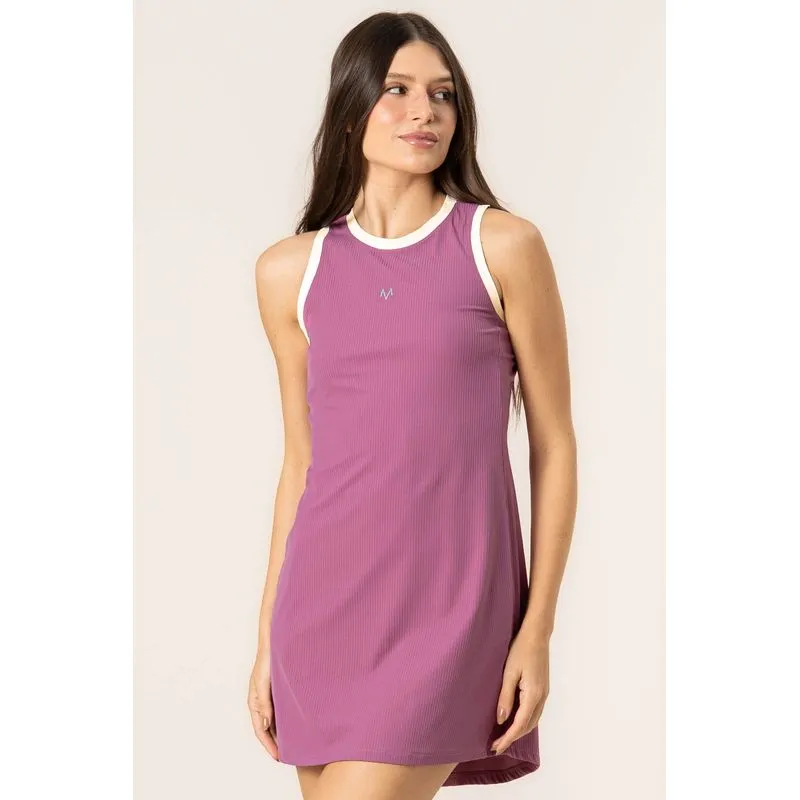 Vestido Com Shorts Canelado Dark Rose Rosa-2/M