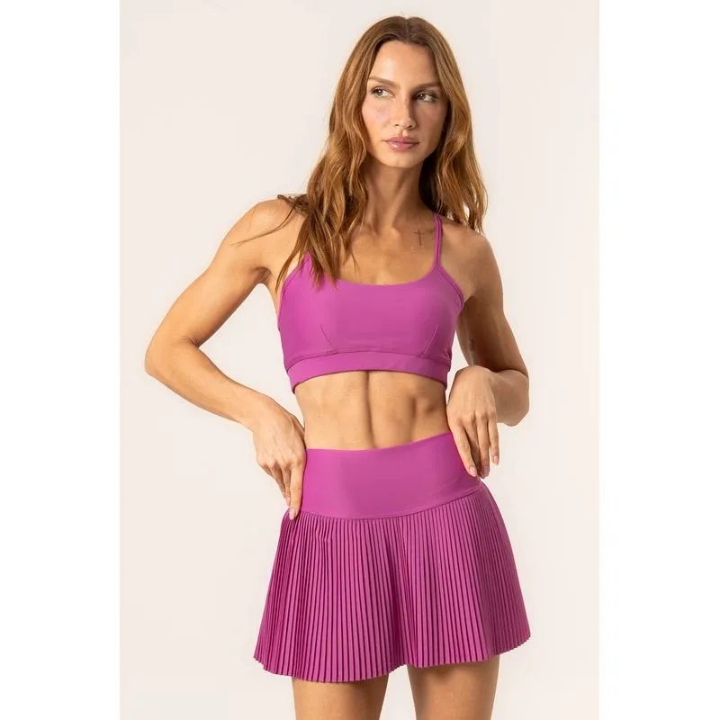 Short Saia Plissado Magenta Rosa-2/M