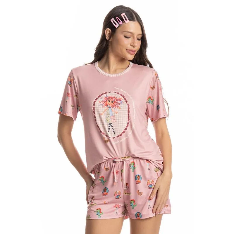 Pijama Curto Sítio Do Picapau Amarelo Rosa-3/G