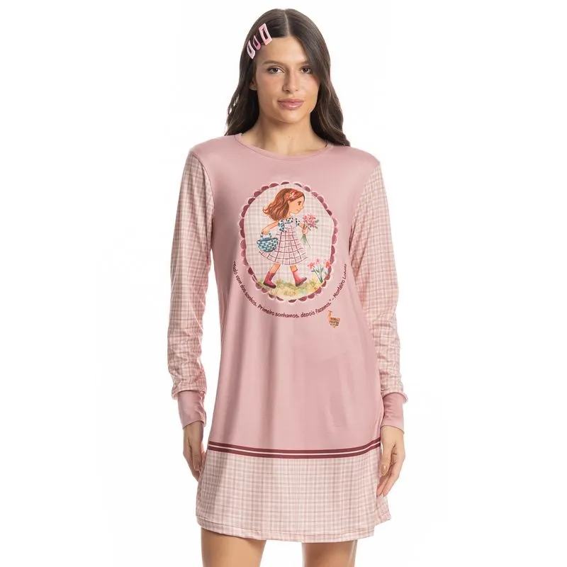 Camisão Manga Longa Sítio Do Picapau Amarelo Rosa-3/P