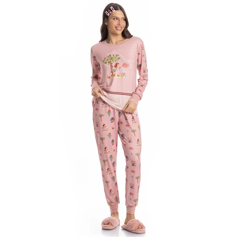 Pijama Feminino Longo Sítio Do Picapau Amarelo Rosa-3/P