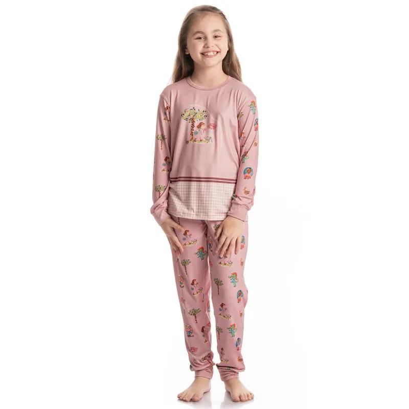 Pijama Infantil Longo Sítio Do Picapau Amarelo Rosa-3/04