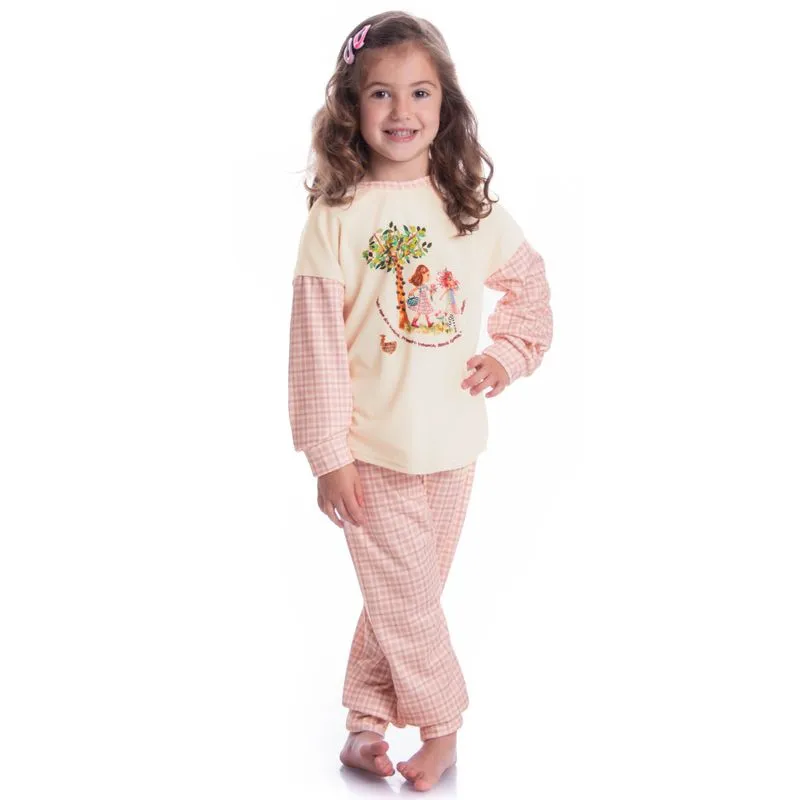 Pijama Feminino Infantil Velvet Longo Sítio Do Picapau Amare Rosa-3/12