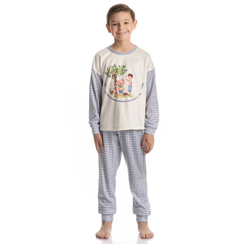 Pijama Masculino Infantil Velvet Longo Sítio Do Picapau Amar Azul-2/08