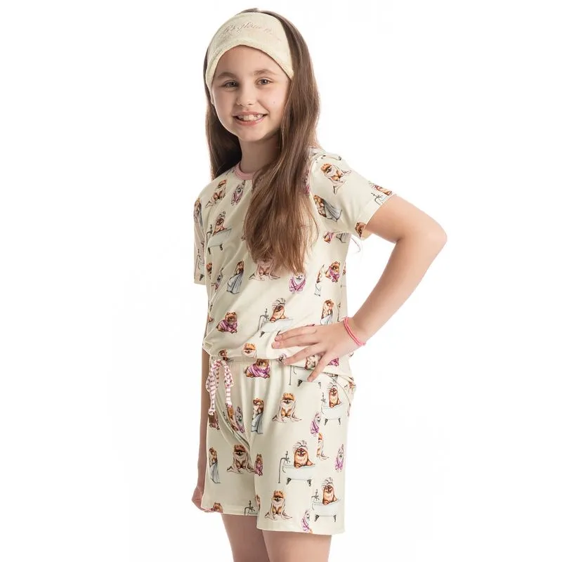 Pijama Infantil Curto Lyla Spa Branco/06