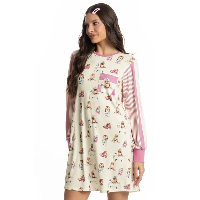 Camisão Curto Manga Longa Lyla Spa Branco/P