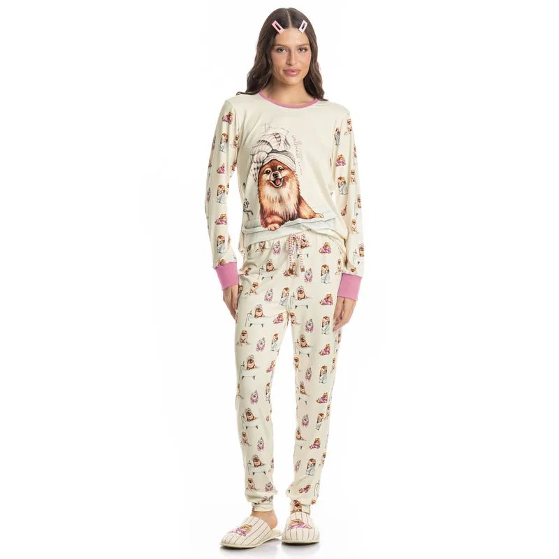 Pijama Feminino Longo Lyla Spa Branco/PP