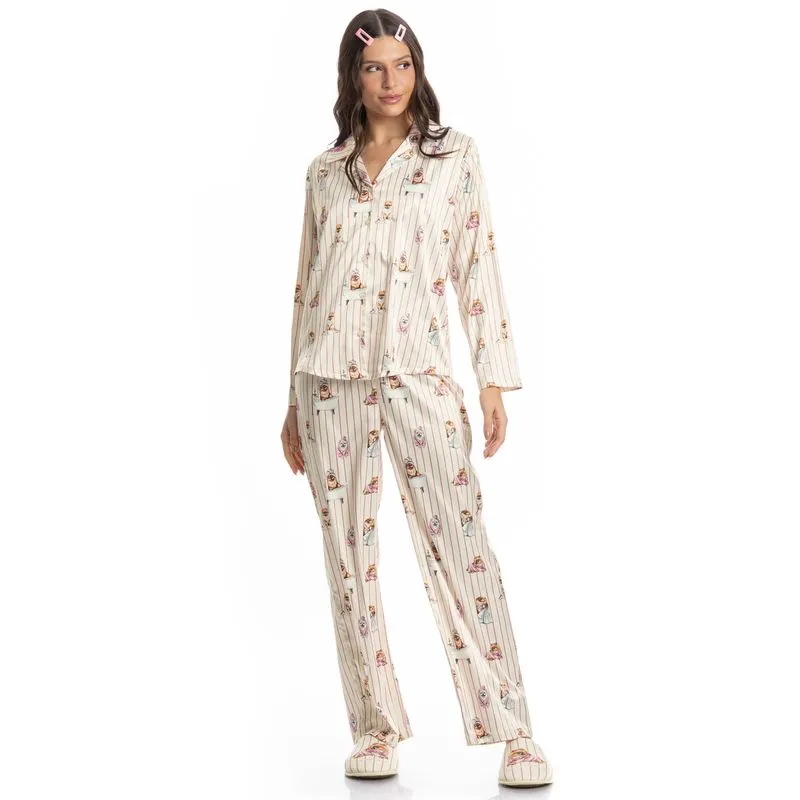Pijama Longo Americano Lyla Spa Branco/PP