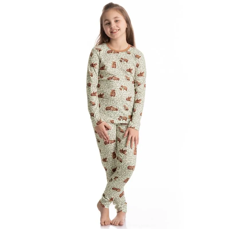 Pijama Longo Infantil Unissex Slim Capivara Branco/08