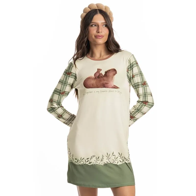 Camisão Curto Manga Longa Capivara Branco/P