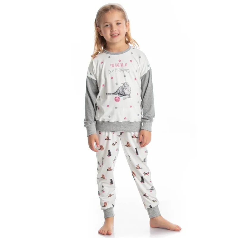 Pijama Infantil Longo Cats Branco/02