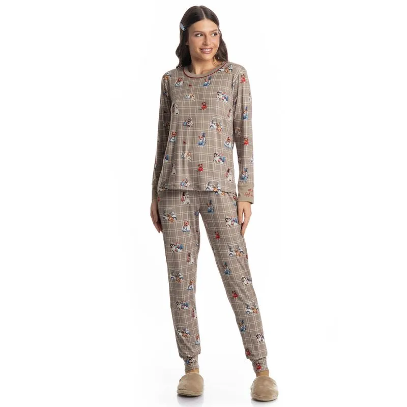 Pijama Longo Dogs Golf Bege/GG