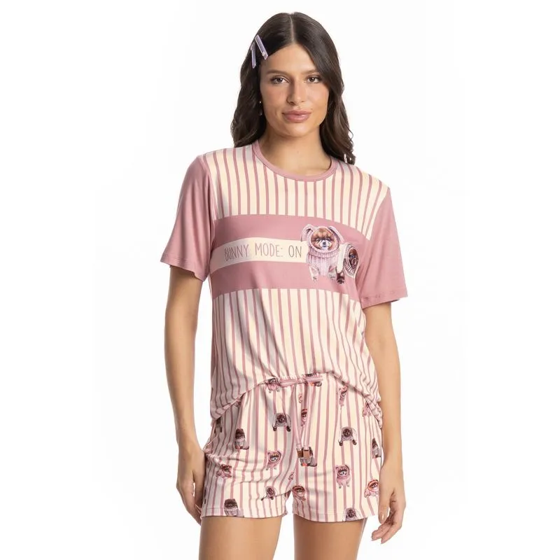 Pijama Feminino Curto Lyla Bunny Branco/GG
