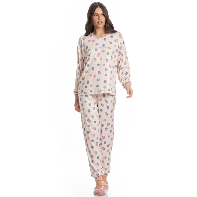 Pijama Longo Velvet Sheep Branco/GG