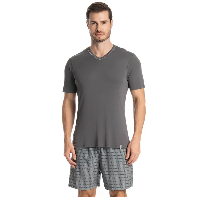 Pijama Masculino Curto Clóvis Tombini Cinza/GG