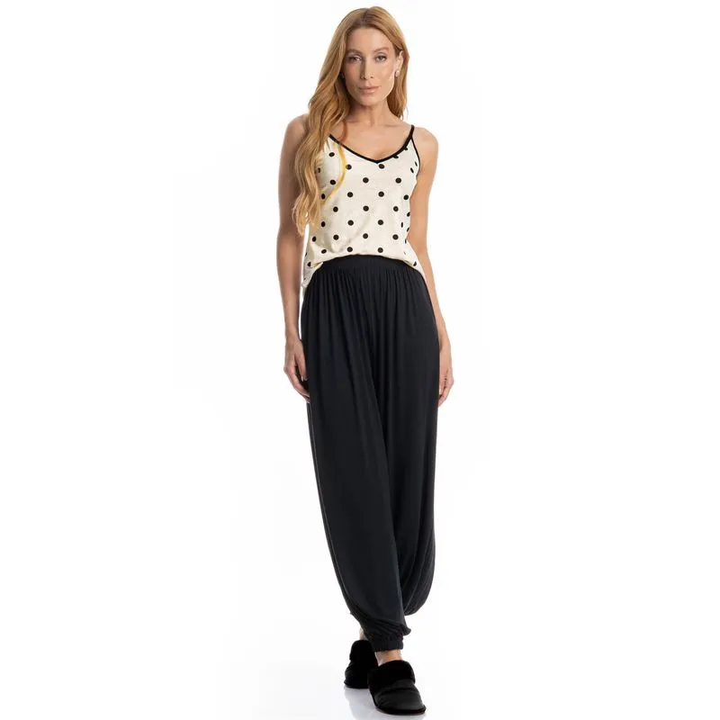 Pijama Longo Sabrina Blusa De Alcinha Branco/G