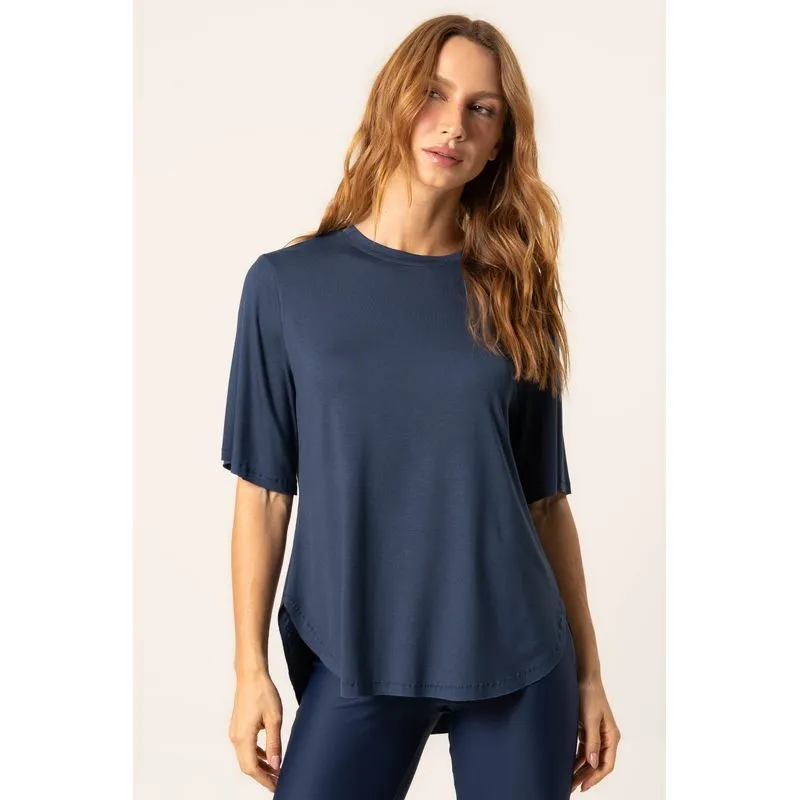 Camiseta Ampla Modal Lounge Azul Marinho/PP