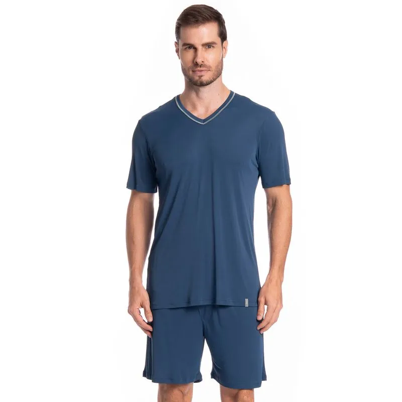 Pijama Masculino Curto Rafael Tombini Azul Marinho/P