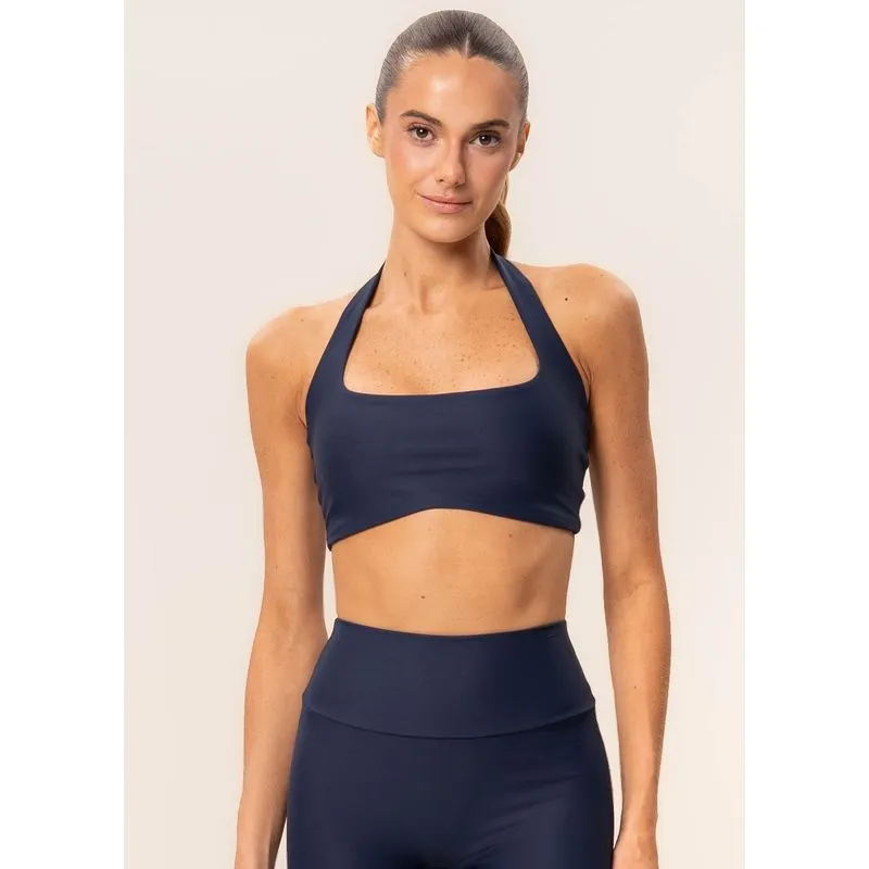 Top Neck Halter Dual Core Vivame Azul Marinho/G