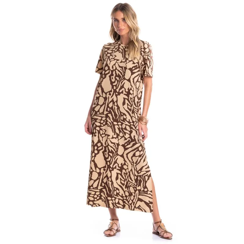 Vestido Feminino Com Manga Siena Marrom/M