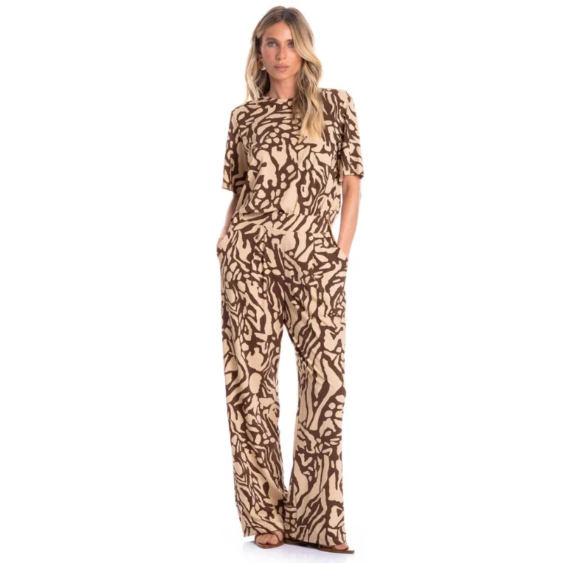 Calça Feminina Com Pregas E Bolso Siena Marrom/M