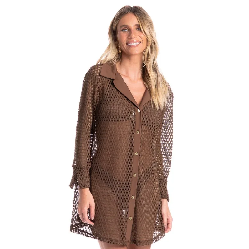Camisa Feminina Trama Marrom/P