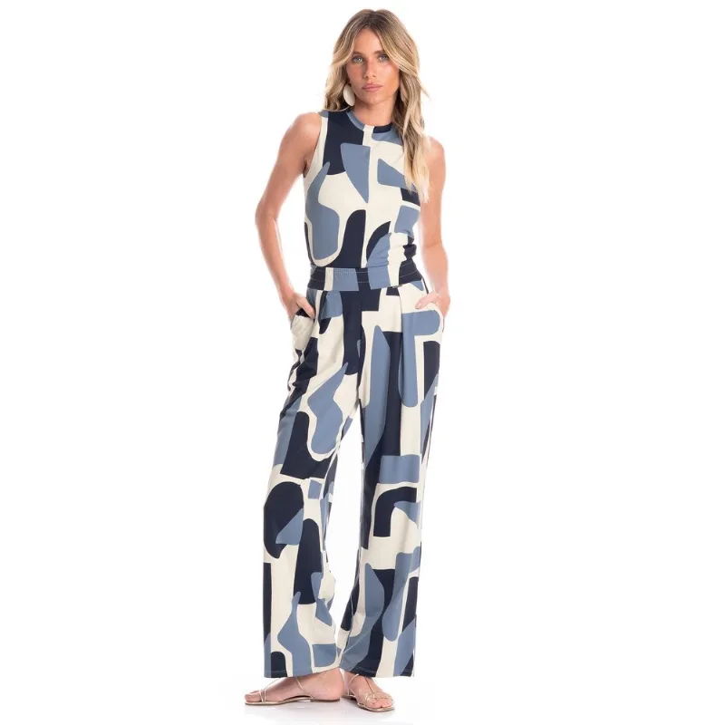 Calça Feminina Com Pregas E Bolso Índigo Azul Marinho/P