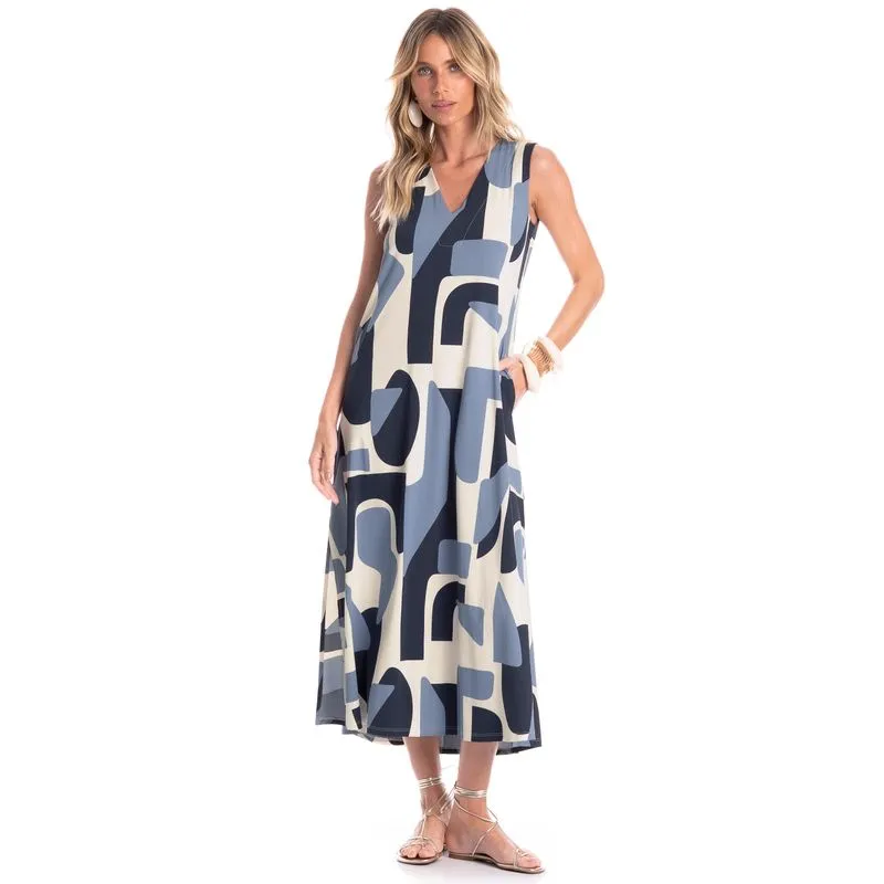 Vestido Feminino Com Bolso Vera Índigo Azul Marinho/GG
