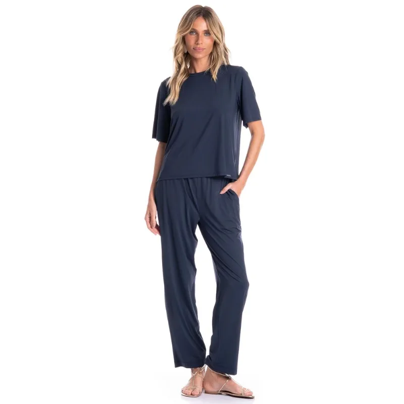 Calça Feminina Com Bolso Breeze Azul Marinho/P