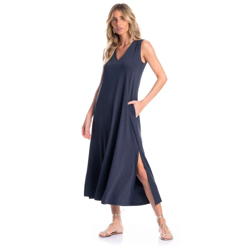 Vestido Com Bolso Vera Breeze Azul Marinho/G