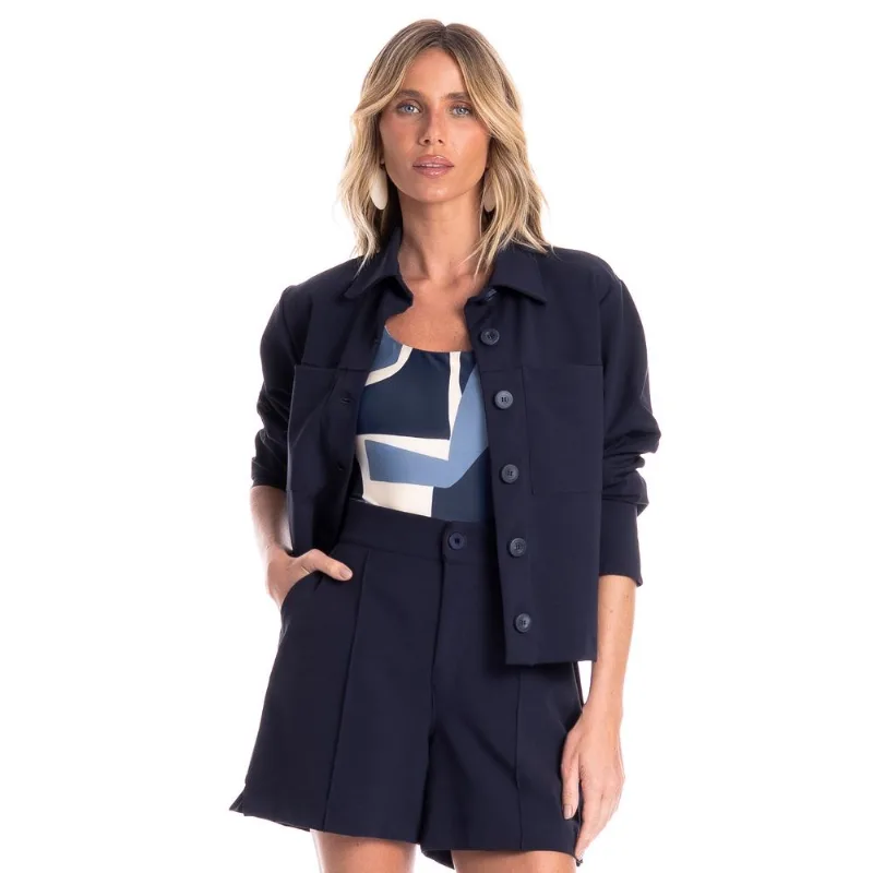 Bermuda Feminina Rachel Reta Breeze Azul Marinho/44