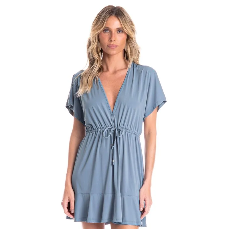 Kaftan Feminino Curto Celeste Azul-2/P
