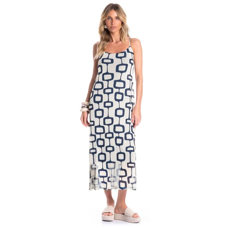 Vestido Feminino Alcinha Costas Cruzadas Nós Branco/G