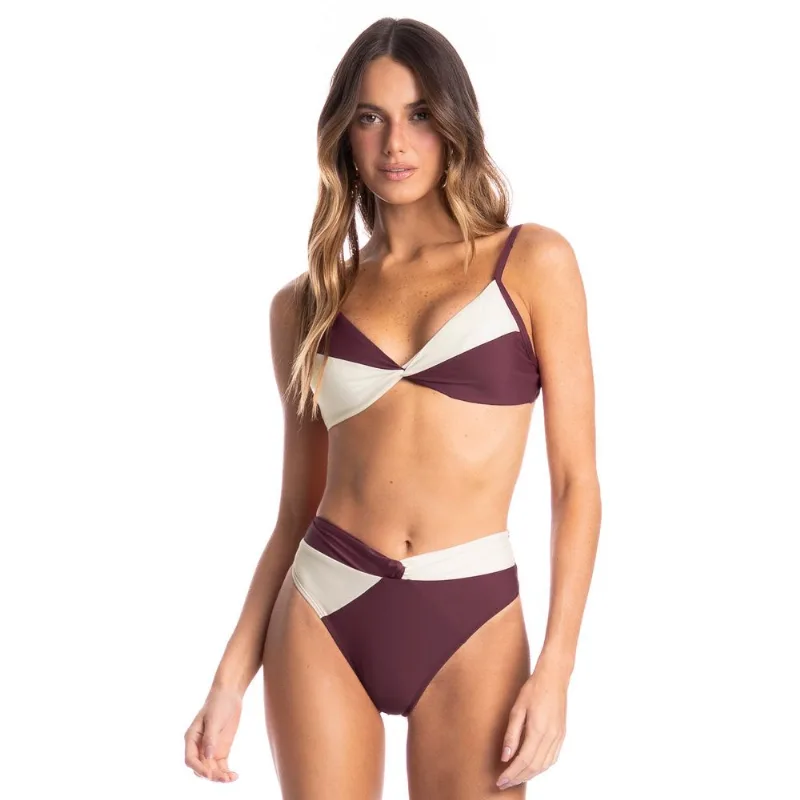 Biquíni Feminino Com Nó Bicolor Vermelho/G