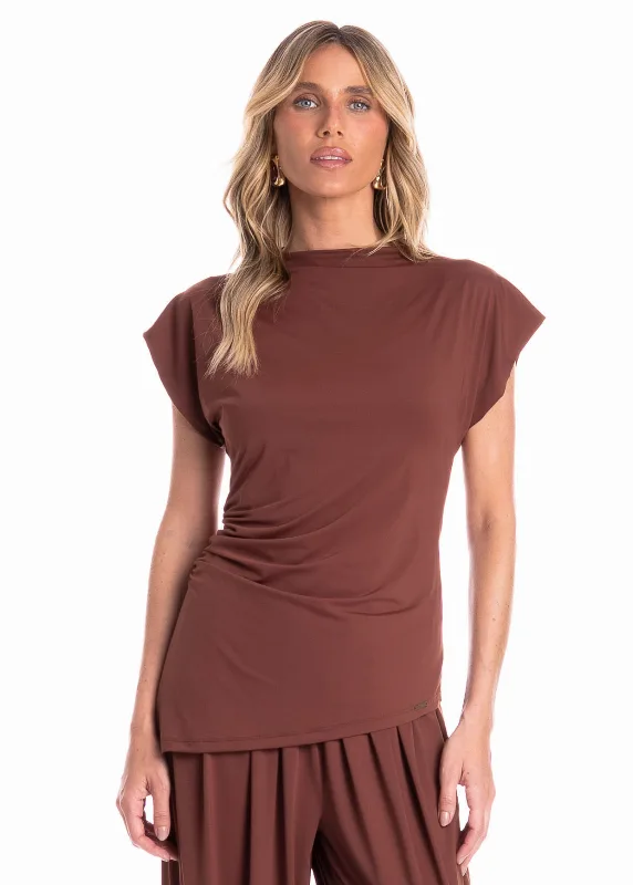 Blusa Feminina Assimétrica Essenza Marrom/P