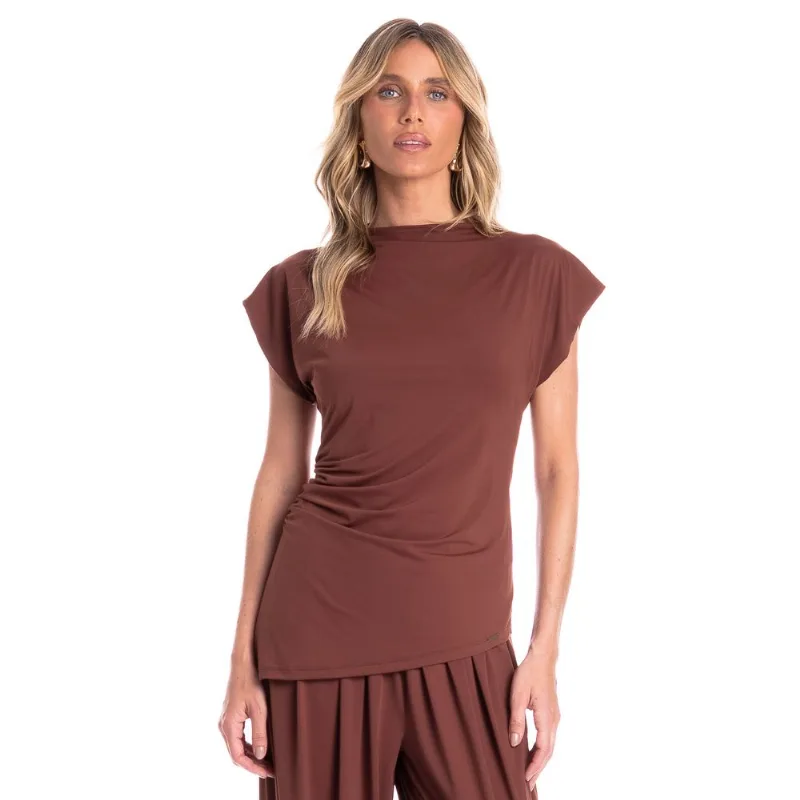 Blusa Feminina Assimétrica Essenza Marrom/G