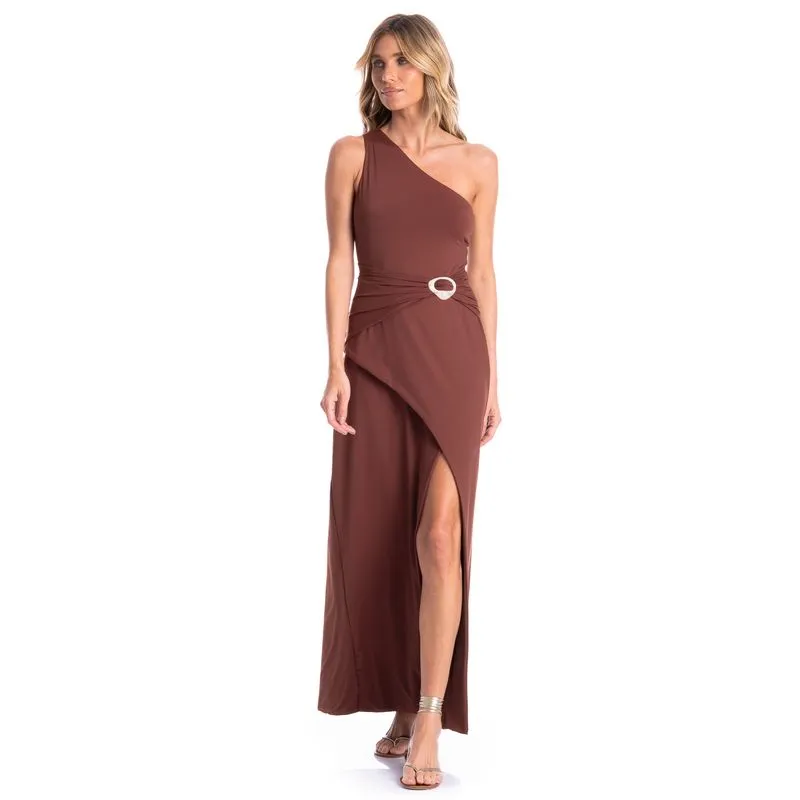 Vestido Feminino Assimétrico Essenza Marrom/M
