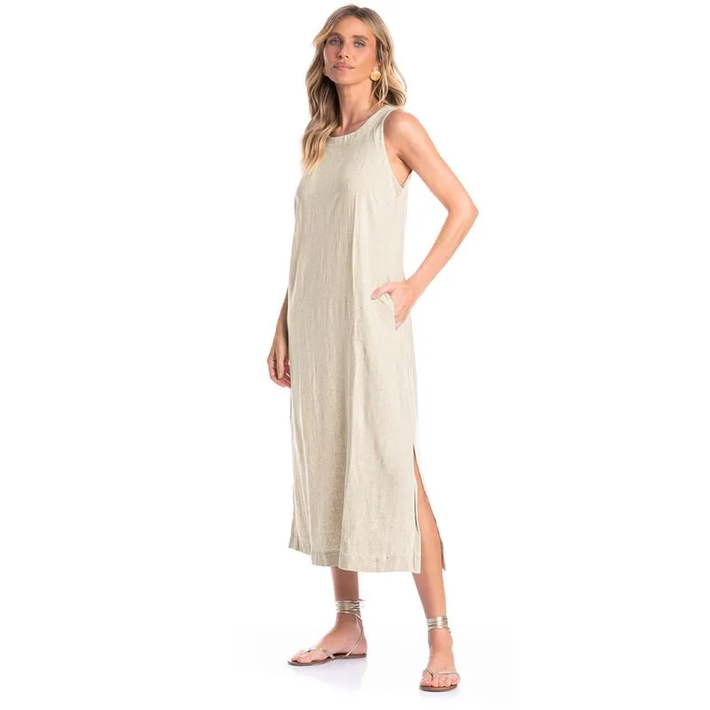 Vestido Feminino Regata Com Bolso Belize Bege/GG