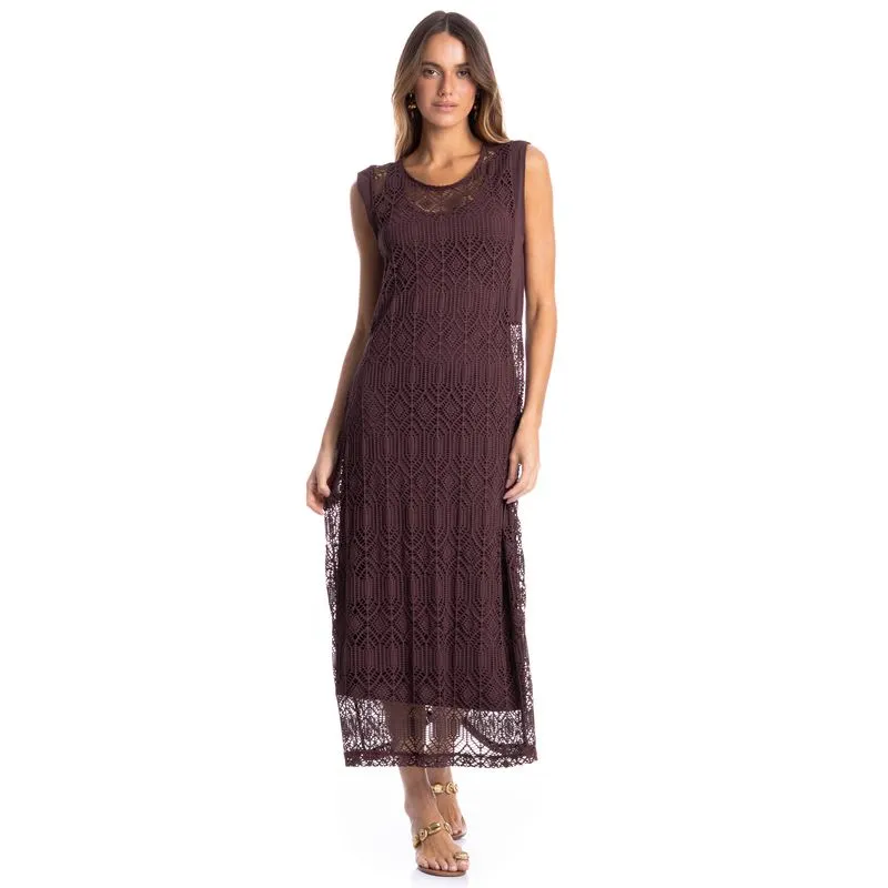 Vestido Regata Com Combinete Barolo Vermelho/GG